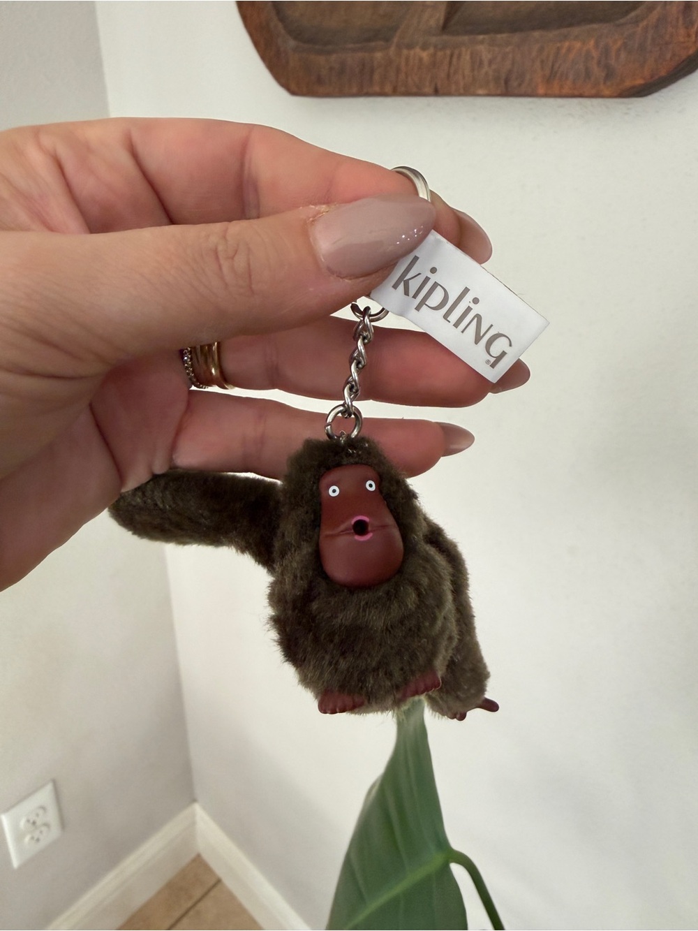 Kipling Knox Monkey Keychain Bag Charm Brown Plush Gorilla Key Ring
